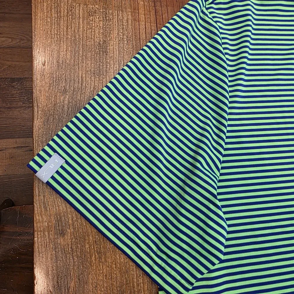 RLX Ralph Lauren Golf Bright Green Blue Stripe Polo Shirt - The Phoenician - XL